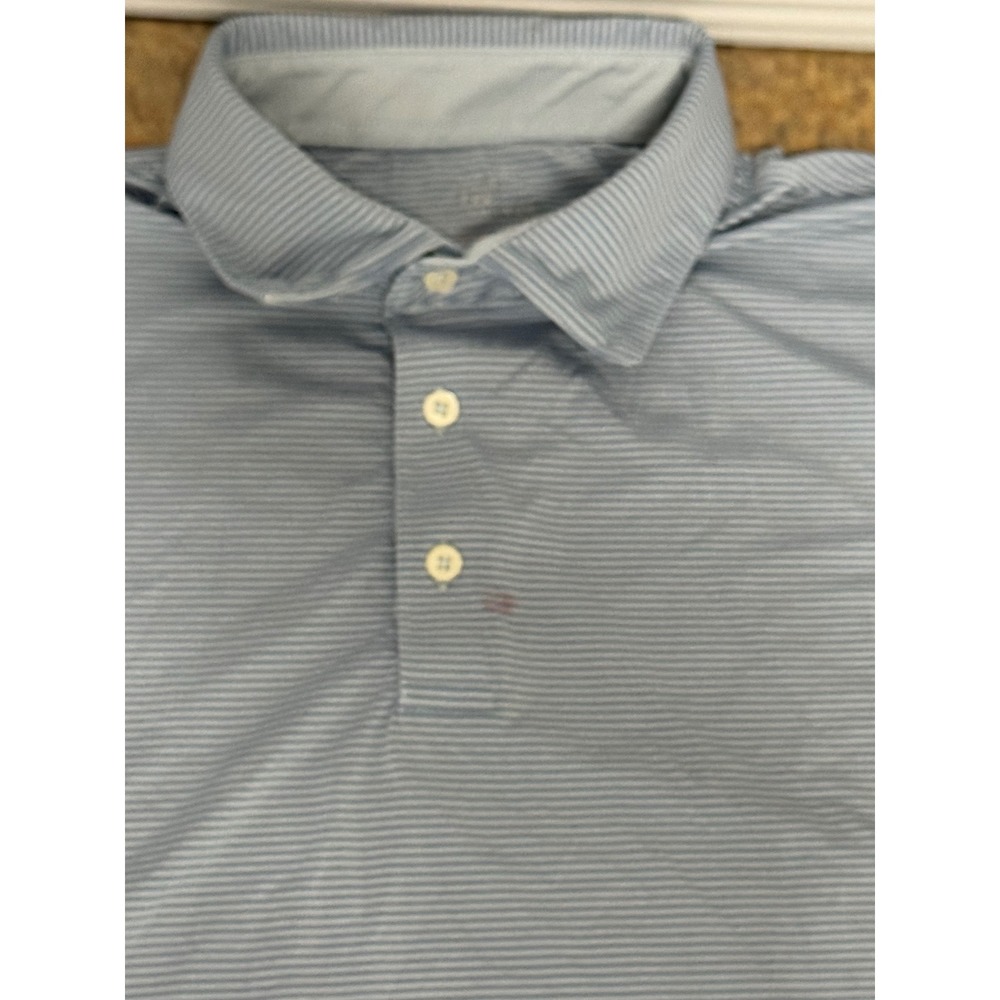 Southern Tide Brr Performance Polo Shirt Mens Large Blue Striped Golf Coastal
